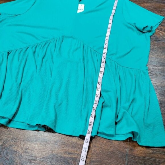 NWT Lane Bryant Peplum Babydoll Tunic Top Waffle Knit Green Womens Plus 26/28 - Picture 5 of 11